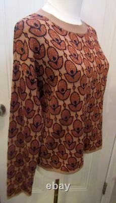 Pantalon tailleur rétro DX, haut en pull, pantalon évasé, métallique, fabriqué en Italie, M