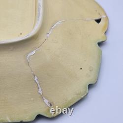 Plat et assiette en majolique française ancienne Sarreguemines, raisins et feuilles, années 1880, À LIRE