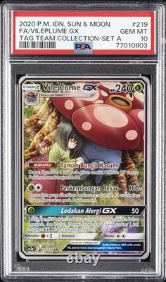 Pokémon Collection Tag Team Soleil et Lune indonésienne Full Art/Vileplume GX PSA 10