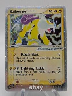 Pokemon TCG Raikou Ex Holo 92/95 2004 Équipe Magma VS Équipe Aqua Quad Swirl LP+