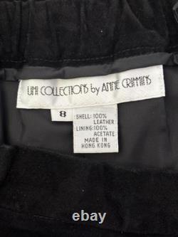 RARE Anne Crimmins pour UMI Collections Pull/Jupe en cuir avec appliqué floral