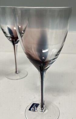 RARE! Ensemble de 4 verres à vin Mikasa Kya bleu et violet avec tige en étui de 13,5 oz Neuf