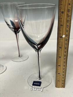 RARE! Ensemble de 4 verres à vin Mikasa Kya bleu et violet avec tige en étui de 13,5 oz Neuf