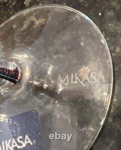 RARE! Ensemble de 4 verres à vin Mikasa Kya bleu et violet avec tige en étui de 13,5 oz Neuf