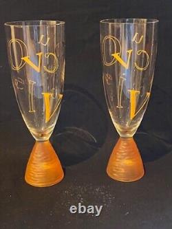 RARE Ensemble de deux verres à champagne vintage Veuve Clicquot Ponsardin