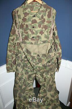 Rare Originale Ww2 U. S. Army Deux Pièces Camo Veste / Set Pantalon, Nommé À Gi