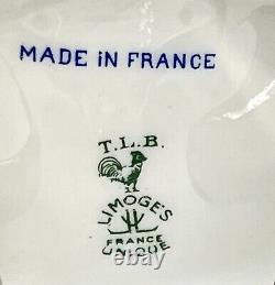 Rare T. L. B. Limoges Art Déco Blanc & Argent Coffee-for-two Set Rooster Mark
