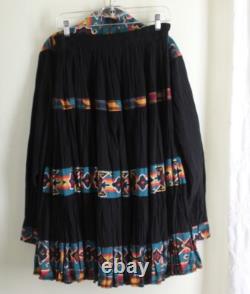Reflets de Red Rock PL P L XL Ensemble de blouse et jupe western en gaze hippie Broomstick
