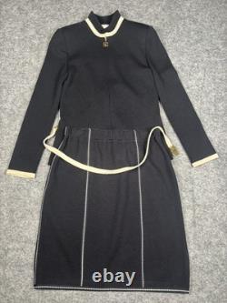 Robe Collection St John Taille 4 Femme 2 Noir Santana Tricot Ceinturé Ensemble de Carrière