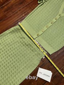 ST. JOHN COLLECTION Ensemble cardigan et jupe en maille Tropic Lime, taille 4 / Petite