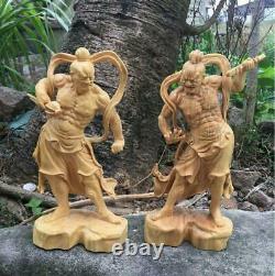Sculpture En Bois Amulette Artisanat Deux Deva Rois 2 Set Hauteur 21cm