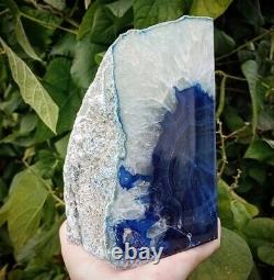 Serre-livres en cristal d'agate bleue (ensemble de deux) 5,73 kg