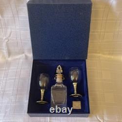 Service à carafe en étain norvégien vintage et verre en cristal. Par Troll Tinn Rare