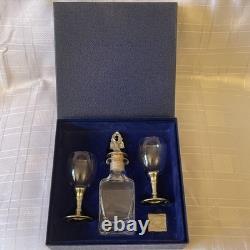 Service à carafe en étain norvégien vintage et verre en cristal. Par Troll Tinn Rare