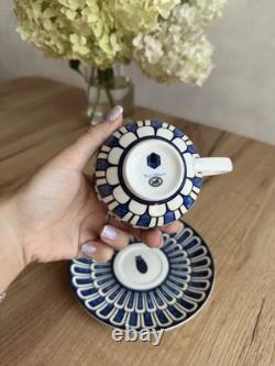 Service à thé Hermès Bleus d’Ailleurs en porcelaine bleue et blanche avec tasse et soucoupe pour deux, coffret inclus