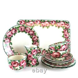 Service à thé Limoges Theodore Haviland pour deux personnes avec plateau Roses de choux Antique