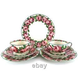 Service à thé Limoges Theodore Haviland pour deux personnes avec plateau Roses de choux Antique