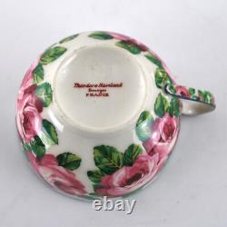 Service à thé Limoges Theodore Haviland pour deux personnes avec plateau Roses de choux Antique