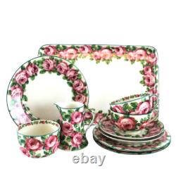 Service à thé Limoges Theodore Haviland pour deux personnes avec plateau, roses en chou, antique