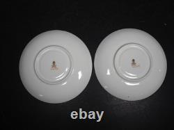 Service à thé pour deux Wedgwood vintage rare, blanc avec détails roses et platine