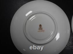 Service à thé pour deux Wedgwood vintage rare, blanc avec détails roses et platine
