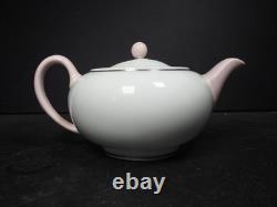 Service à thé pour deux Wedgwood vintage rare, blanc avec détails roses et platine