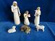 Set De Nativité D'arbre De Saule, Figures Peintes À La Main Mary, Joseph, Donkey & Two Sheep