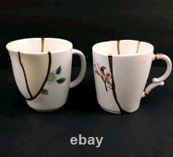Set de 2 mugs Seletti Kintsugi Marcantonio style art japonais ancien en or 24 carats