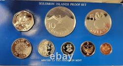 Set de Preuve des Îles Salomon 1980. Deux Pièces en Argent. Boîte et Certificat d'Authenticité. Franklin Mint