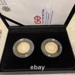 Set de pièces en argent proof de deux livres Piedfort de Londres 2013 - Métro de Londres - Collectible