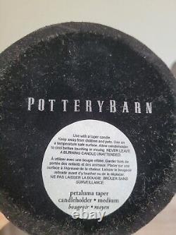 Supports à bougies Petaluma de Pottery Barn en fer noir, ensemble de deux moyens et un petit.