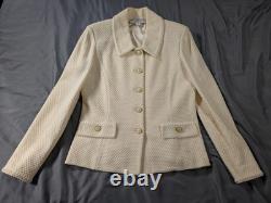 Tailleur jupe St. John Collection pour femme blanc et or veste 4 jupe 2 en maille Santana