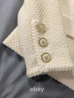 Tailleur jupe St. John Collection pour femme blanc et or veste 4 jupe 2 en maille Santana