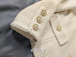 Tailleur jupe St. John Collection pour femme blanc et or veste 4 jupe 2 en maille Santana