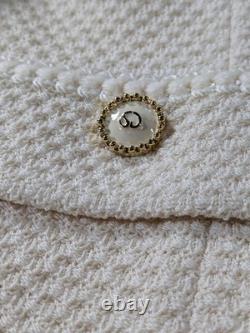 Tailleur jupe St. John Collection pour femme blanc et or veste 4 jupe 2 en maille Santana