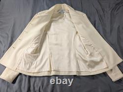 Tailleur jupe St. John Collection pour femme blanc et or veste 4 jupe 2 en maille Santana