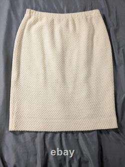 Tailleur jupe St. John Collection pour femme blanc et or veste 4 jupe 2 en maille Santana