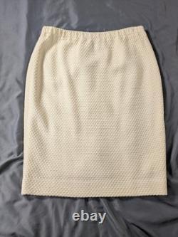 Tailleur jupe St. John Collection pour femme blanc et or veste 4 jupe 2 en maille Santana