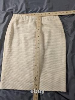 Tailleur jupe St. John Collection pour femme blanc et or veste 4 jupe 2 en maille Santana