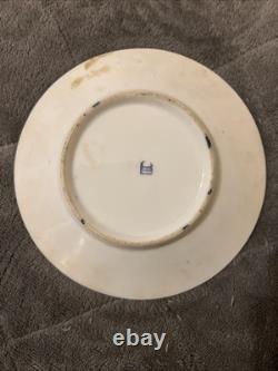 Tasse et soucoupe vintage en porcelaine Royal Vienna antique avec marque en forme de ruche, portrait peint à la main