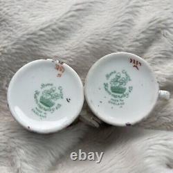 Tasses à thé et soucoupes florales en porcelaine d'os Vintage Hammersley & Co fabriquées en Angleterre, ensemble de 2