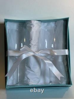 Tiffany & Co. Ensemble de deux verres à vin neufs en boîte en cristal, boîte bleue T&C, cadeau