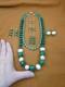 V493-15 Malachite Verte + Perle Bijou 24 Collier + Ensemble De 5 Paires De Boucles D'oreilles