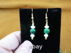 V493-15 Malachite verte + perle bijou 24 Collier + ensemble de 5 paires de boucles d'oreilles