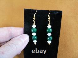 V493-15 Malachite verte + perle bijou 24 Collier + ensemble de 5 paires de boucles d'oreilles