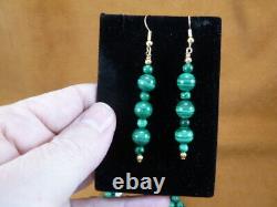 V493-15 Malachite verte + perle bijou 24 Collier + ensemble de 5 paires de boucles d'oreilles