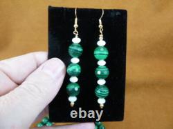 V493-15 Malachite verte + perle bijou 24 Collier + ensemble de 5 paires de boucles d'oreilles