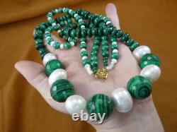 V493-15 Malachite verte + perle bijou 24 Collier + ensemble de 5 paires de boucles d'oreilles