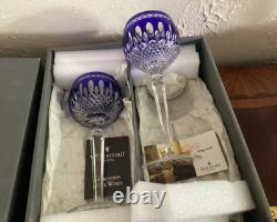 Verres à vin Waterford Clarendon en cristal bleu cobalt taillé à clair. Plume. 12. Deux verres