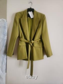 Veste ceinturée ZARA + Pantalons évasés Collection ZW Vert olive Taille XL Neuf avec étiquettes